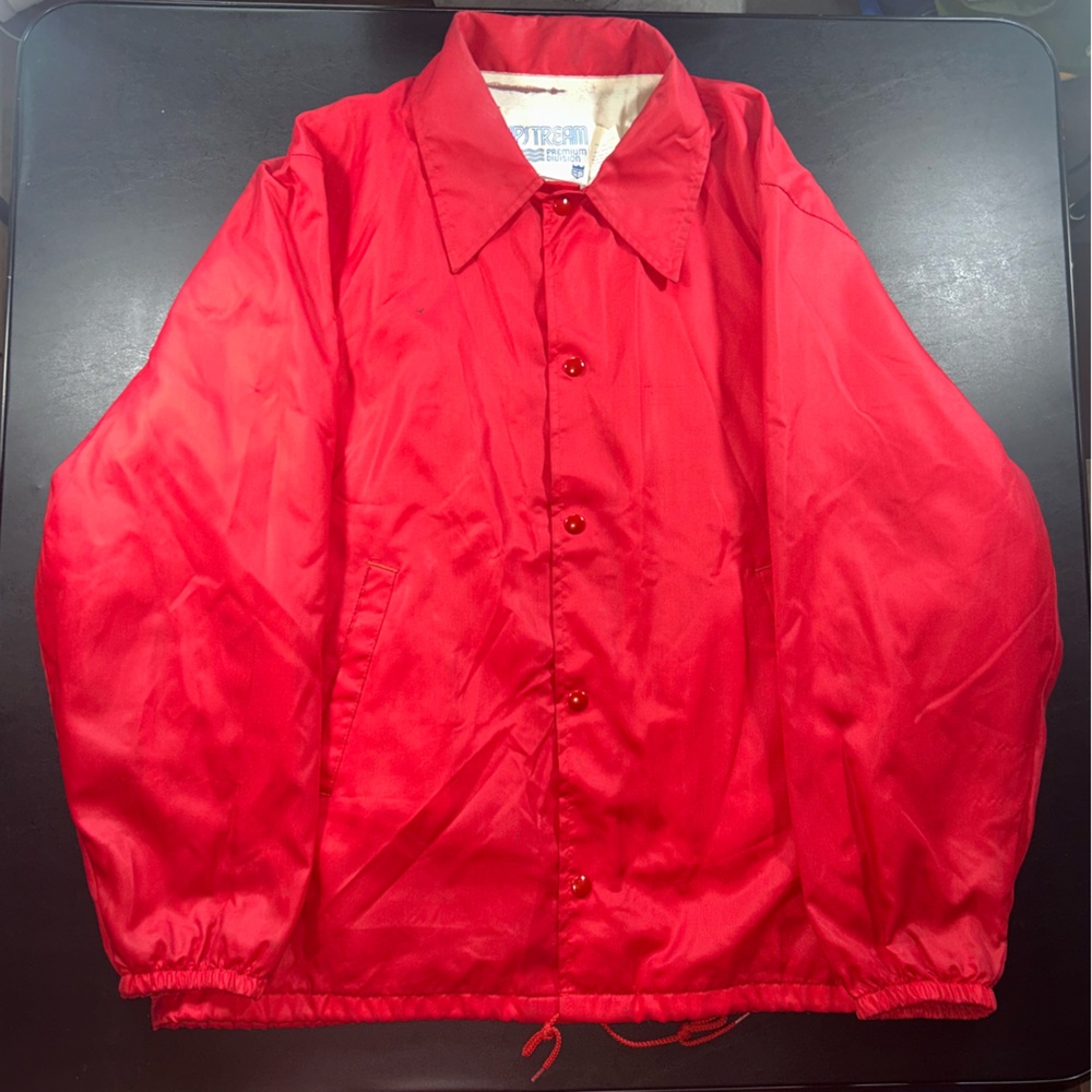 Vintage 60s 70s Jacket Windbreaker Red Nylon Upstream Premium Divison Mens Large